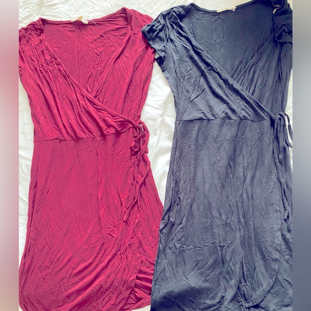 Black and Red wrap dress tshirt dress - 2 dresses perfect for clean girl look